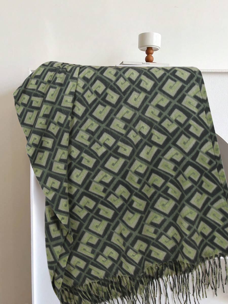 Plaid Print Scarf Mid-Length Shawl High-End Imitation Cashmere Winter Atmosphere Warm Neck