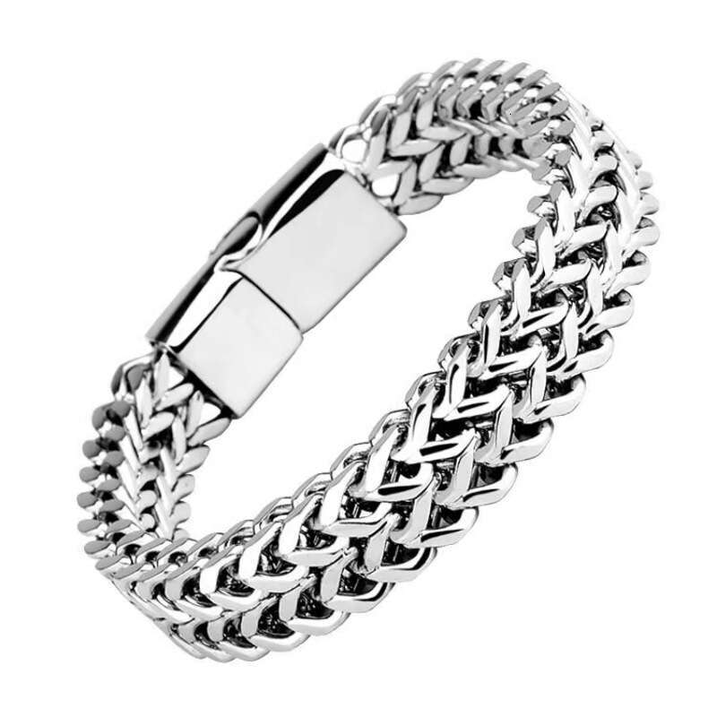 Hip-Hop Style Stainless Steel Reversible Men's Simple Domineering Punk High-End Cuban Bracelet Jewelry