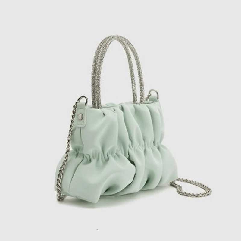 JIOMAY Luxury Designer Handbag 2023 Women Bling Rhinestone Handle Shoulder Bag for Wedding Party Ladies Pleated Small Square Bag Z251017