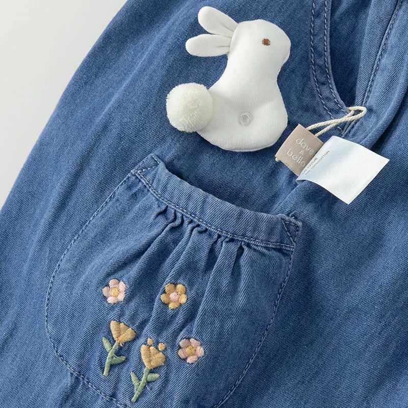 Dave Bella Childrens Pants 2024 New Autumn Girls Trousers Babys Jeans Fashion Cute Casual Pure Cotton Cowboy Pants DB3242341T251017