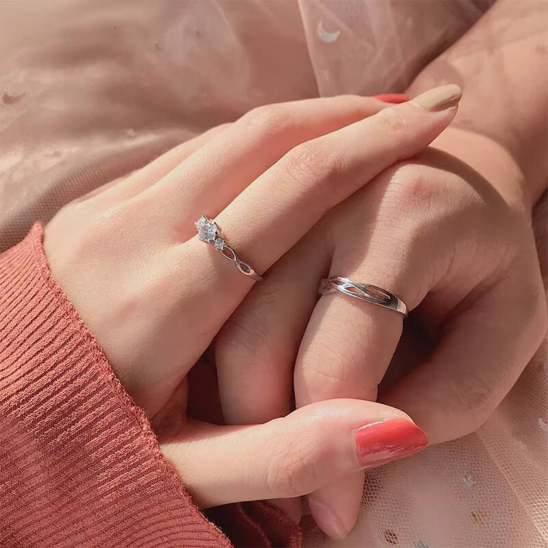 S925 Silver Moissanite Couple Rings Stylish and Simple Design for Dating Anniversaries Engagement Gifts