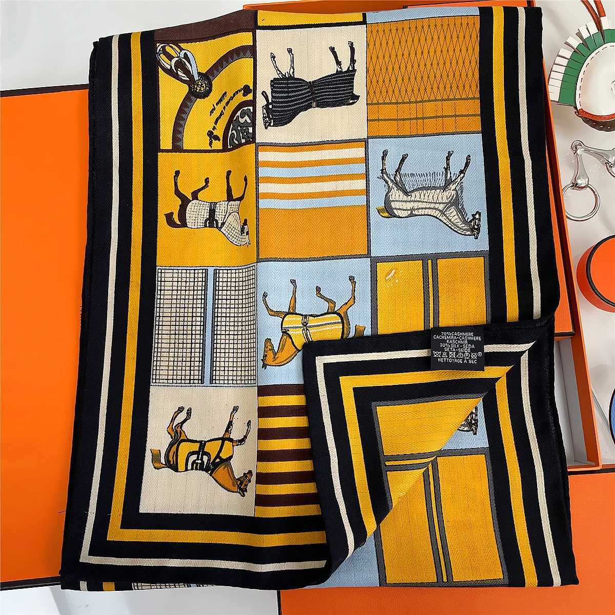 160x33CM Luxury Winter Silk Cashmere Scarf Women Plaid Horses Manual Hand Rolled Shawls Warm Long Scarves Wraps Bandana C251017