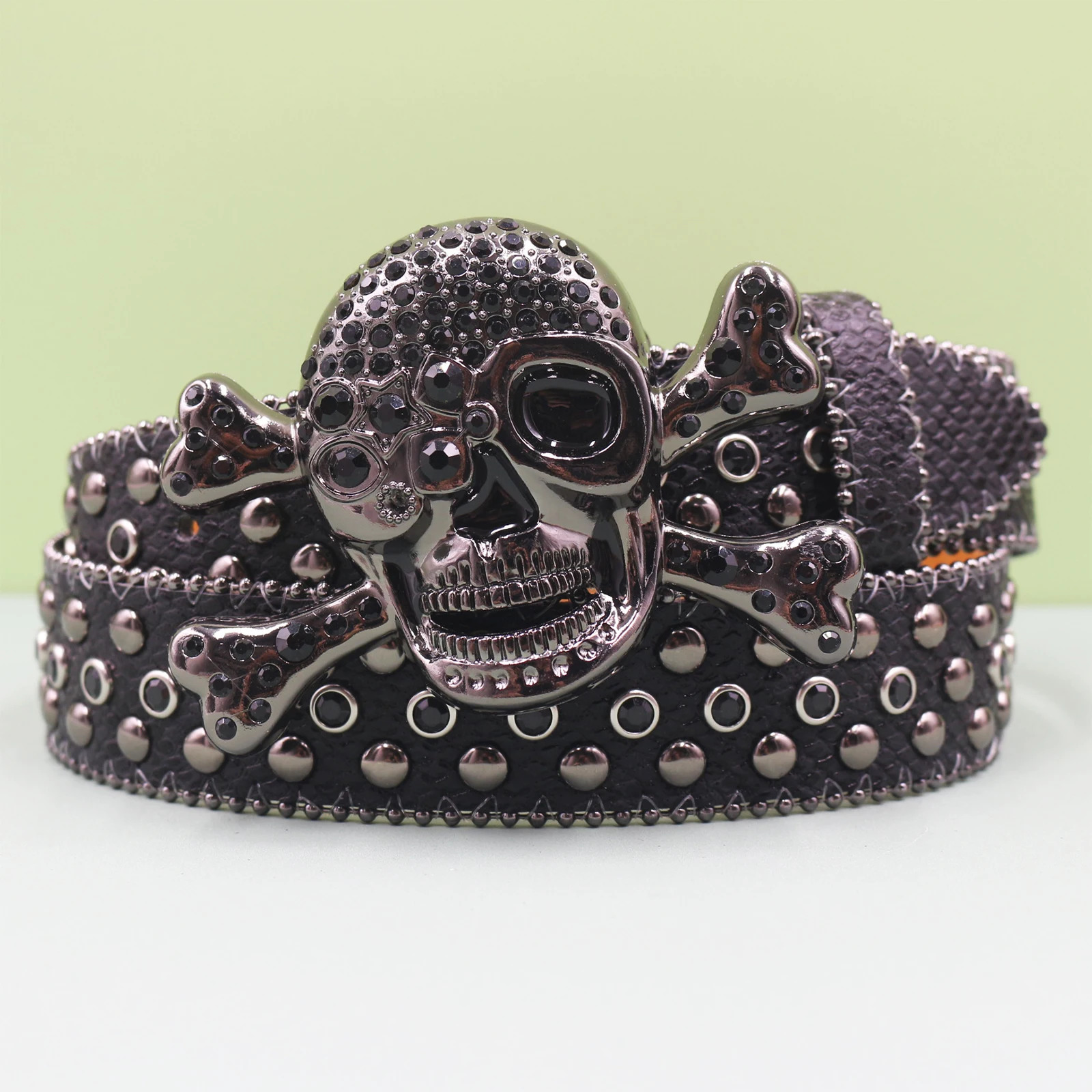 75Punk Skull Diamond Belts Buckle Hip Hop Jeans Decorative Rhinestone Acrylic Crystal Belt Men Women Y2k Alloy Solid Pin Buckle 251010