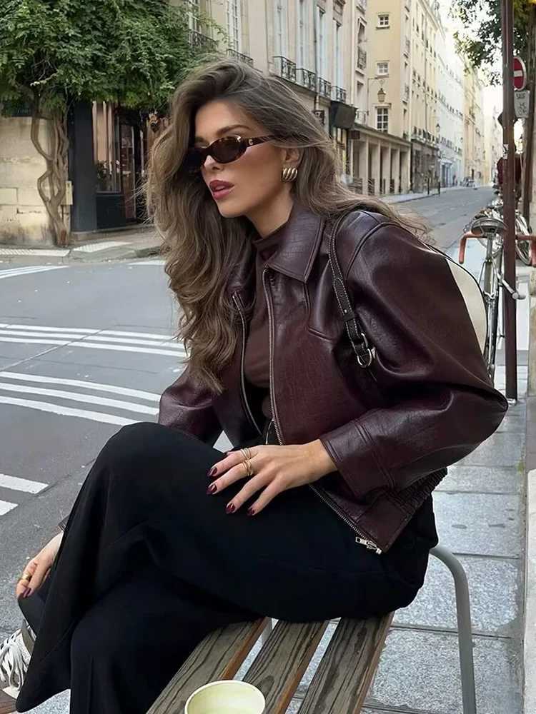 TFMLN Spring Autumm Womens Soft Pu Leather Jacket Lapel Long Sleeve Loose Luxury Fashion Clothes 2025 New Casual High StreetT251017