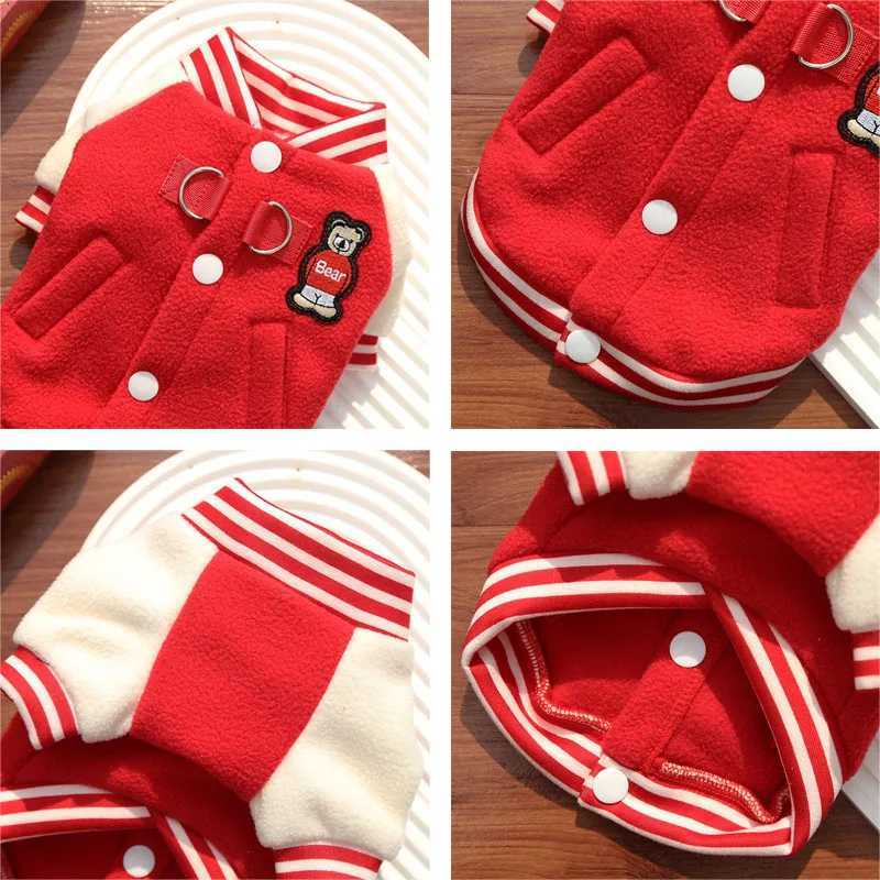 Winter Warm Thicken Pet Dog Baseball Uniform Small Medium Dogs Clothes Puppy Cats Sweatshirt Outdoor Coat Jacket with DRingW251017