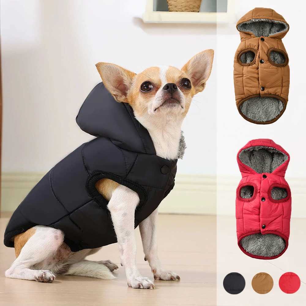 Hooded Pet Jacket Coat Winter Thicken Fleece Puppy Clothing Waterproof Outfits with Dring For Small Medium Dogs Cats ChihuahuaW251017
