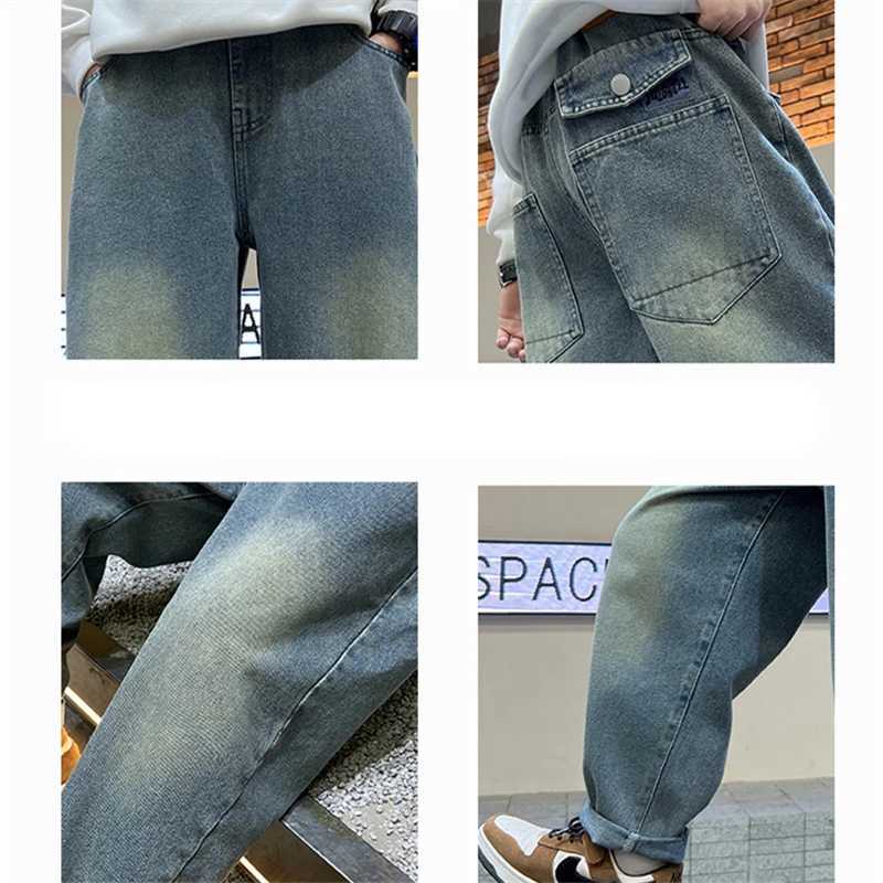 Fashion Kids Boy Vintage Wash Distressed Regular Jeans With Pocket Child High Street Casual Jeans Denim Pants Age 514 Years OldT251017