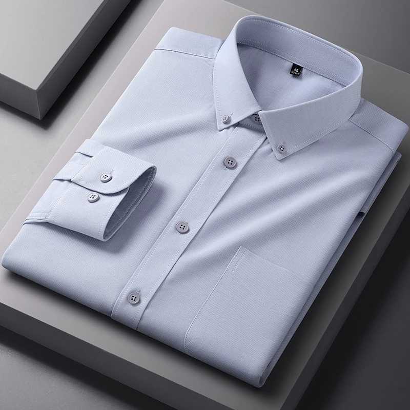 Modal Quality AntiWrinkle Men Shirt Long Sleeves Dress Shirts For Men Slim Fit Camisa Social Business Blouse White Shirt S4XL J251017