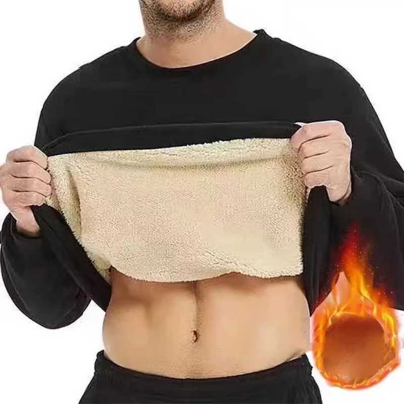 1pcs Men Thickening Velvet Warm Casual Top Mens Winter Longsleeved Thermal Underwear Male Round Neck Fashion Tshirt M5XL H251017 J3QJ
