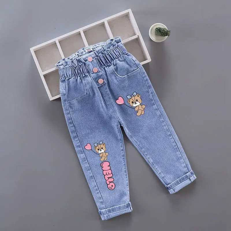 2023 new Girls Jeans printing Cartoon elastic forceGirl Jeans Spring Autumn Jeans Kid Casual Style Children Clothing 27YT251017