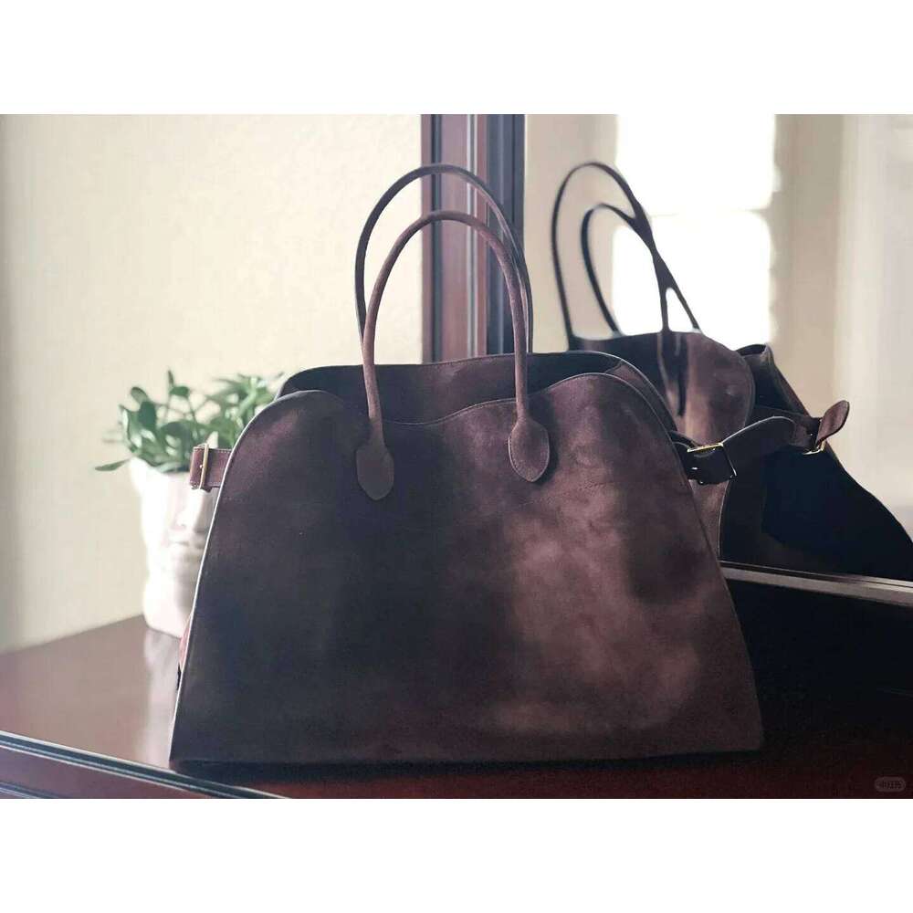 New Cowhide High Quality Tote Fashion Handbag Shoulder Bag Soft Large Capacity Suede Leather Margaux