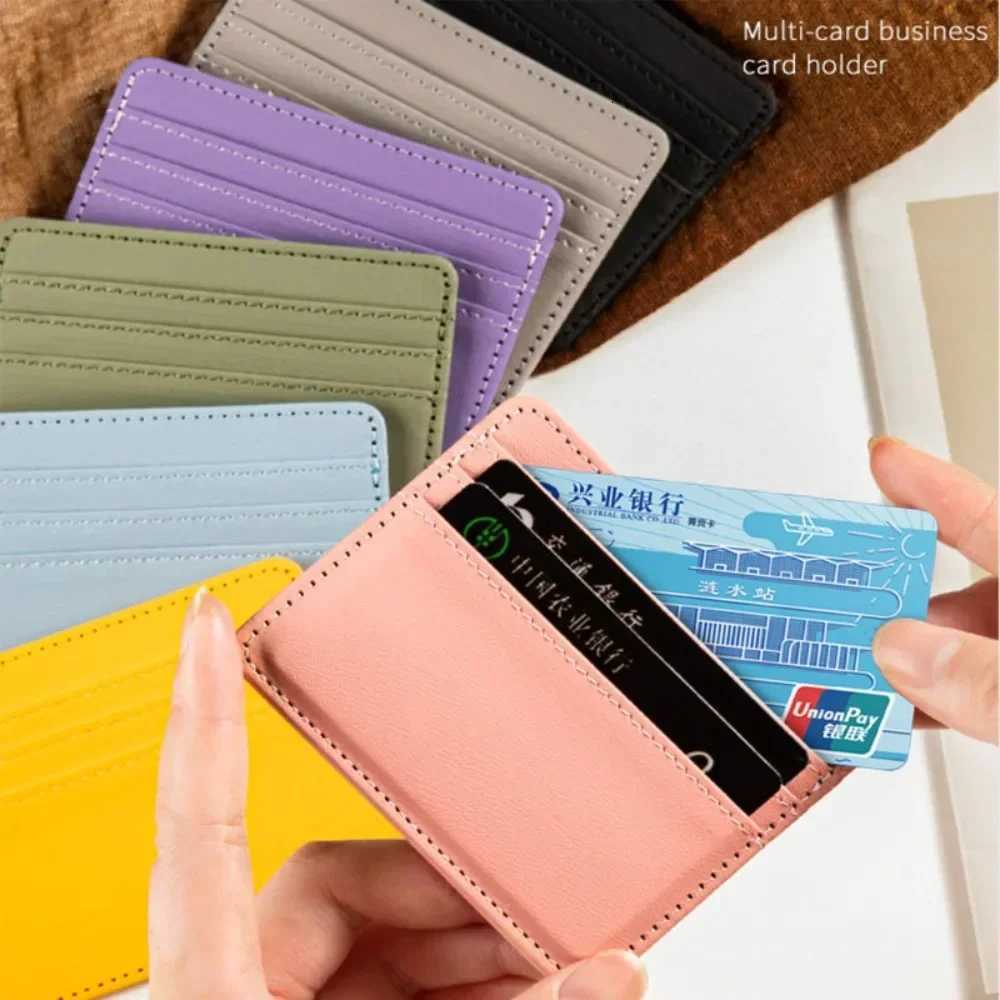 Mini Ultrathin Leather Wallet 4 Slots Cardholder Slim Bank Credit Card Holder Mens Business Small ID Case for Women PurseW251017