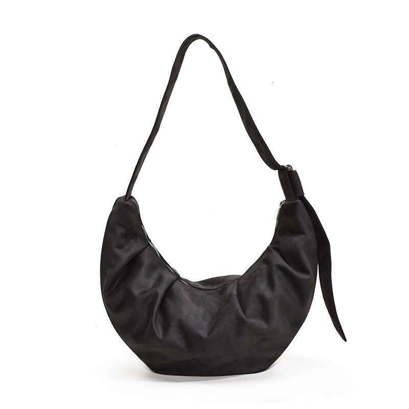 Fashion Suede Texture Pleated Tote for Women Casual Lazy Style Versatile Commuter Crossbody Bag