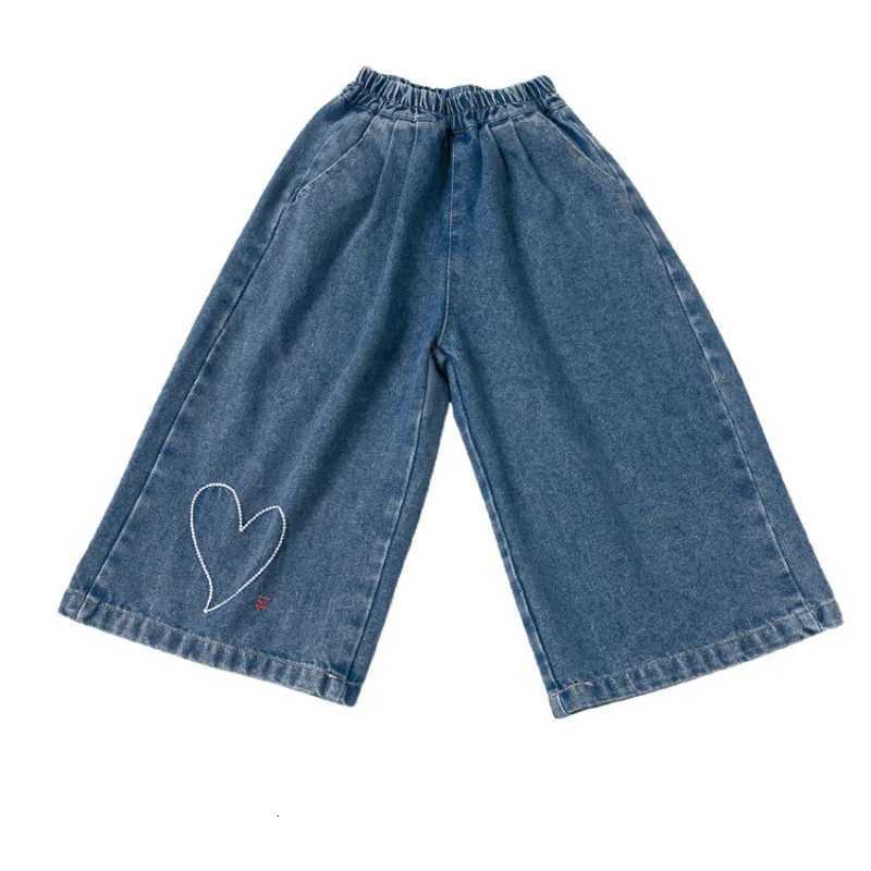 Wideleg Pants Love Print Loose Straightleg Trousers Jean Grils Children Autumn Fashionable Midwaist Sweet PersonalityT251017