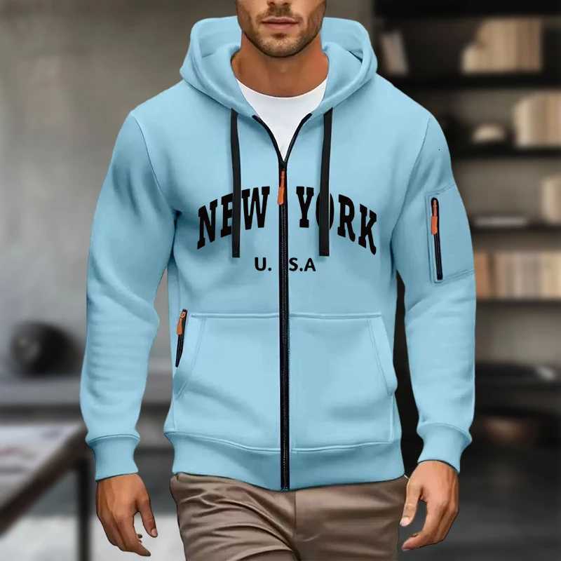 2025 New Mens Zipper Hoodie Fashion Hooded Sweatshirt Autumn Winter Daily Casual Sport Coat Z251017
