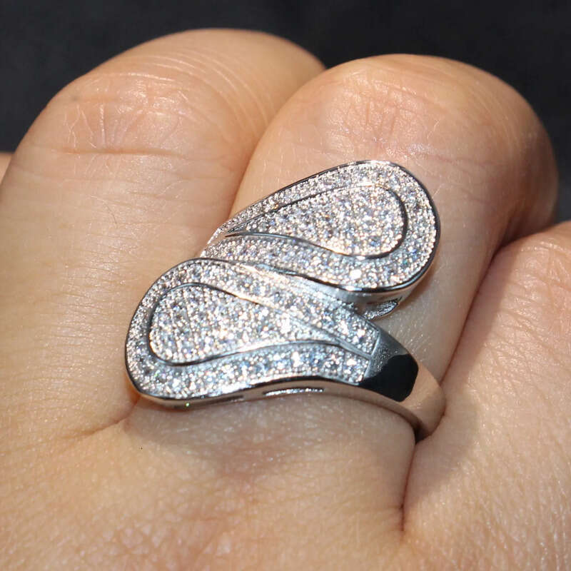 Victoria Wiecl Jewelry Sterling Sier Filled Full Pave White Sapphire CZ Dia Office Party Women Wedding Leaf Band Ring Gift