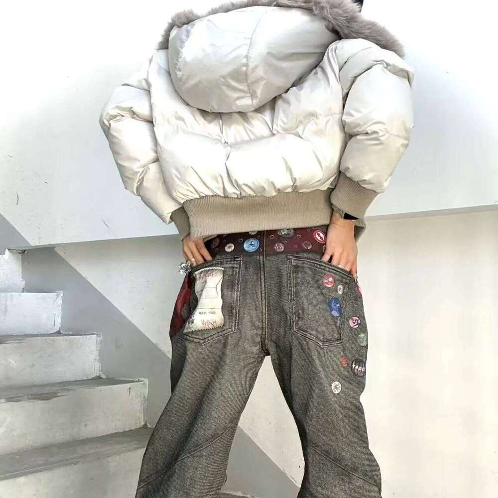 American Vintage Winter Clothes New Fashion Loose Casual Fur Collar Hooded Parkas Haruku Grunge Streetwear Y2k Jackets Outwear