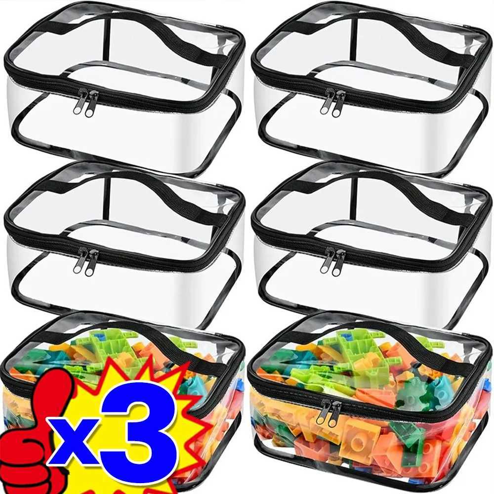 Handheld Plastic Transparent Cosmetic Bag Toy Storage Bag Large Capacity Puzzle Block Organizer PVC Storage Bags Outdoor Travel W251017