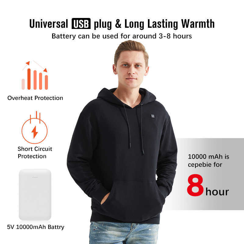 5v Usb Heated Sweatshirt 5zone Heating Thickened Warm Jacket Outdoor Hooded Heated Sweatshirt H251017