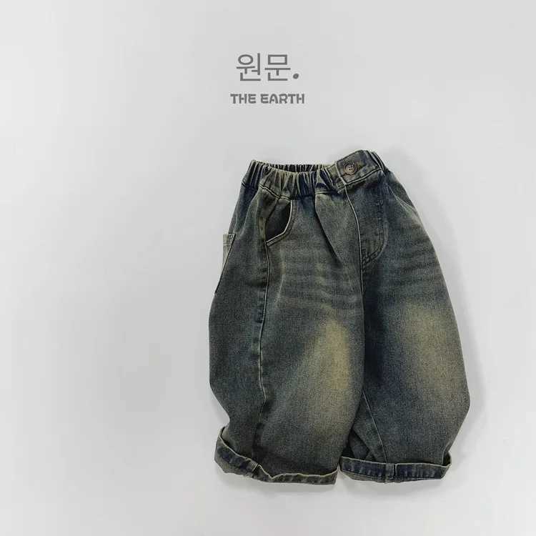 Autumn New Children Denim Trousers Baby Boys Girls Loose Casual Wide Leg Pants Fashion Vintage Straight Jeans Kids ClothesT251017