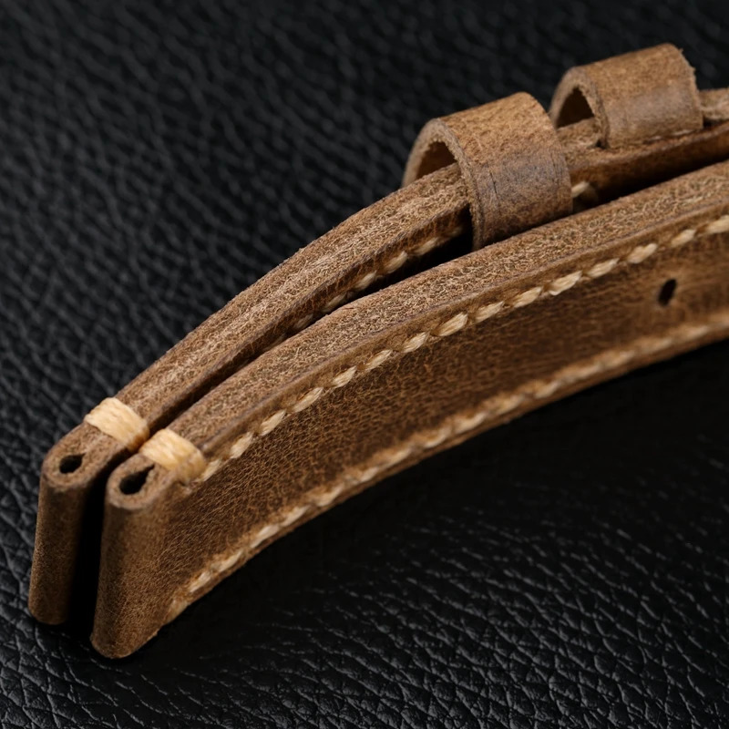 Handmade Leather Watchband 20 21 22 23 24 26MM Folded In Half to Make Soft Top Layer Calfskin Strap Retro Style For PAM111 251016