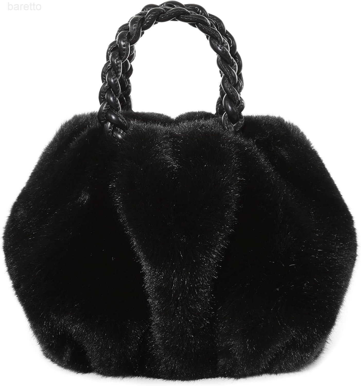 Fur Story Tote Bag Faux Fur Purses for Women Plush Handbag Fuzzy Shoulder Bag Big Capacity Black Purse for womens Girls Z251017