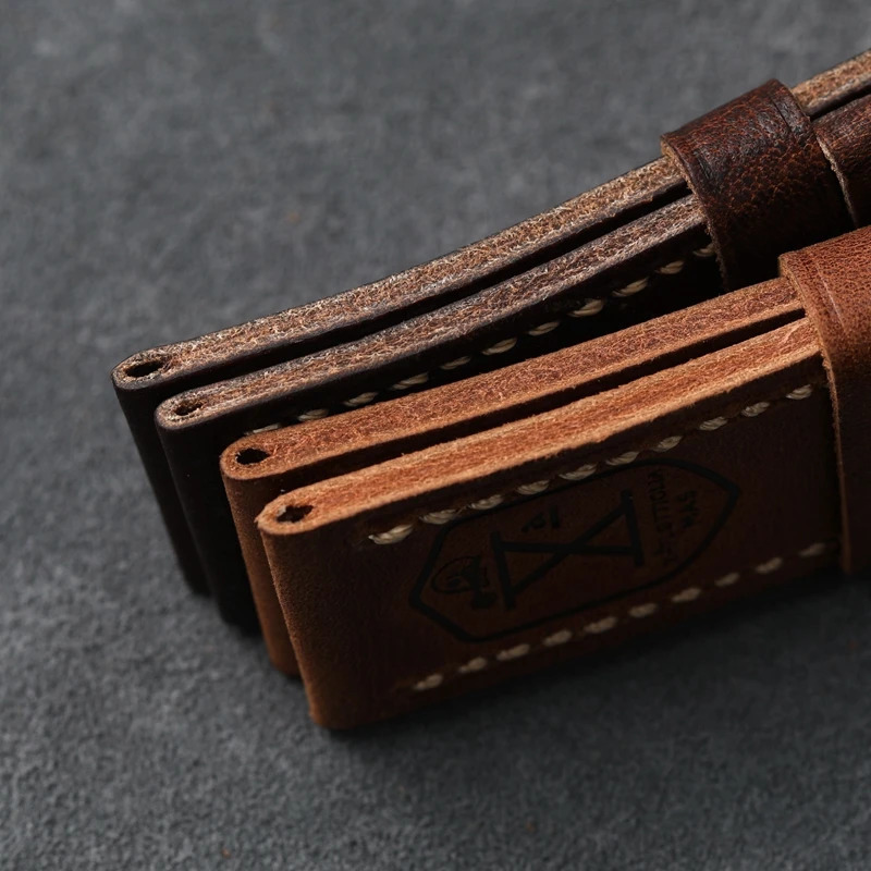Handmade Genuine Leather Watchband 20 22 24 26MM Vintage Distressed First Layer Cowhide Soft Vintage Bracelet For PAM111 441 251016