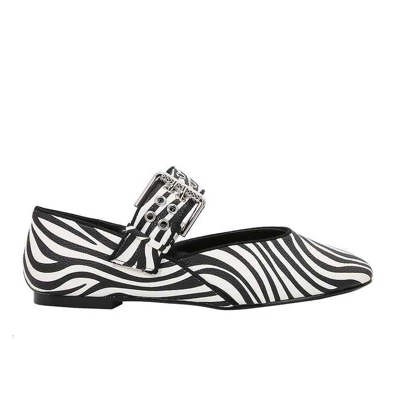 Fashion Zebra Print Ballet Flats Women Luxury Wide Strap Metal Buckle Mary Jane Shoes Comfort Casual Designer Shoes for Women Z251015