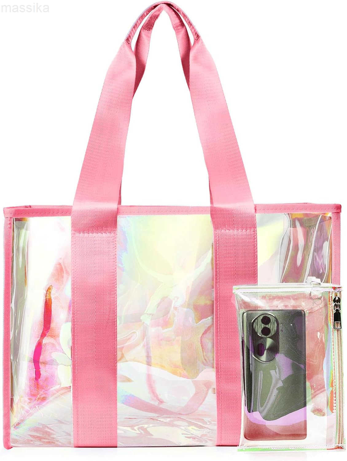 Large Beach Tote Bag For Women 26L With Touch Screen Phone Bag Clear Waterproof Sandproof Beach Shoulder Bag Handbag M251017