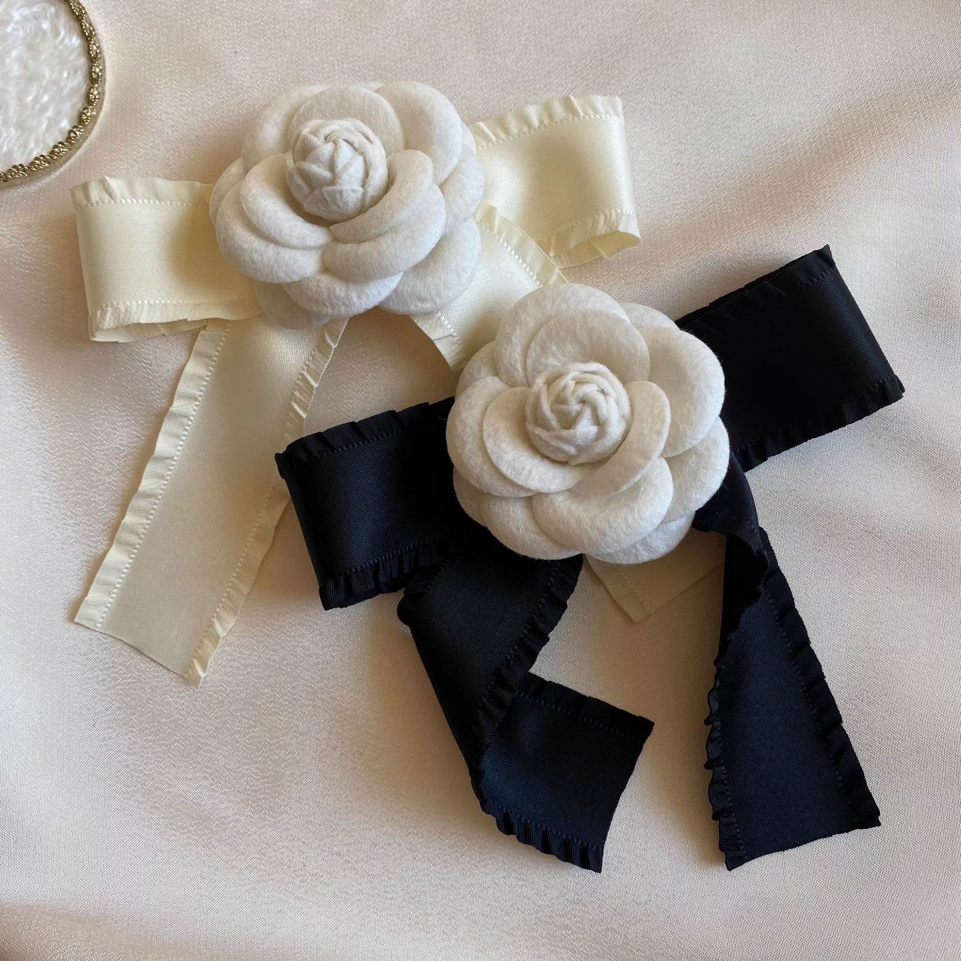 designer brooch new style style camellia bowknot highend brooch versatile bow tie handmade flower pearl for women