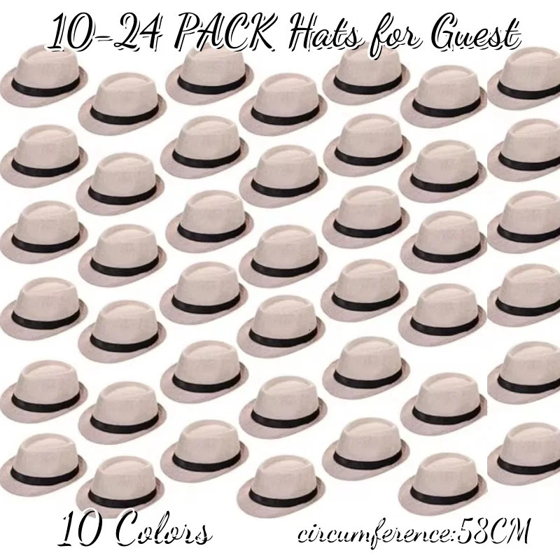 1024 Pack 1920s Fedora Hats for Men Short Brim Sun Panama Hats Classic Pork Pie Hats Summer Hat for Women Party Wedding Costume 251015