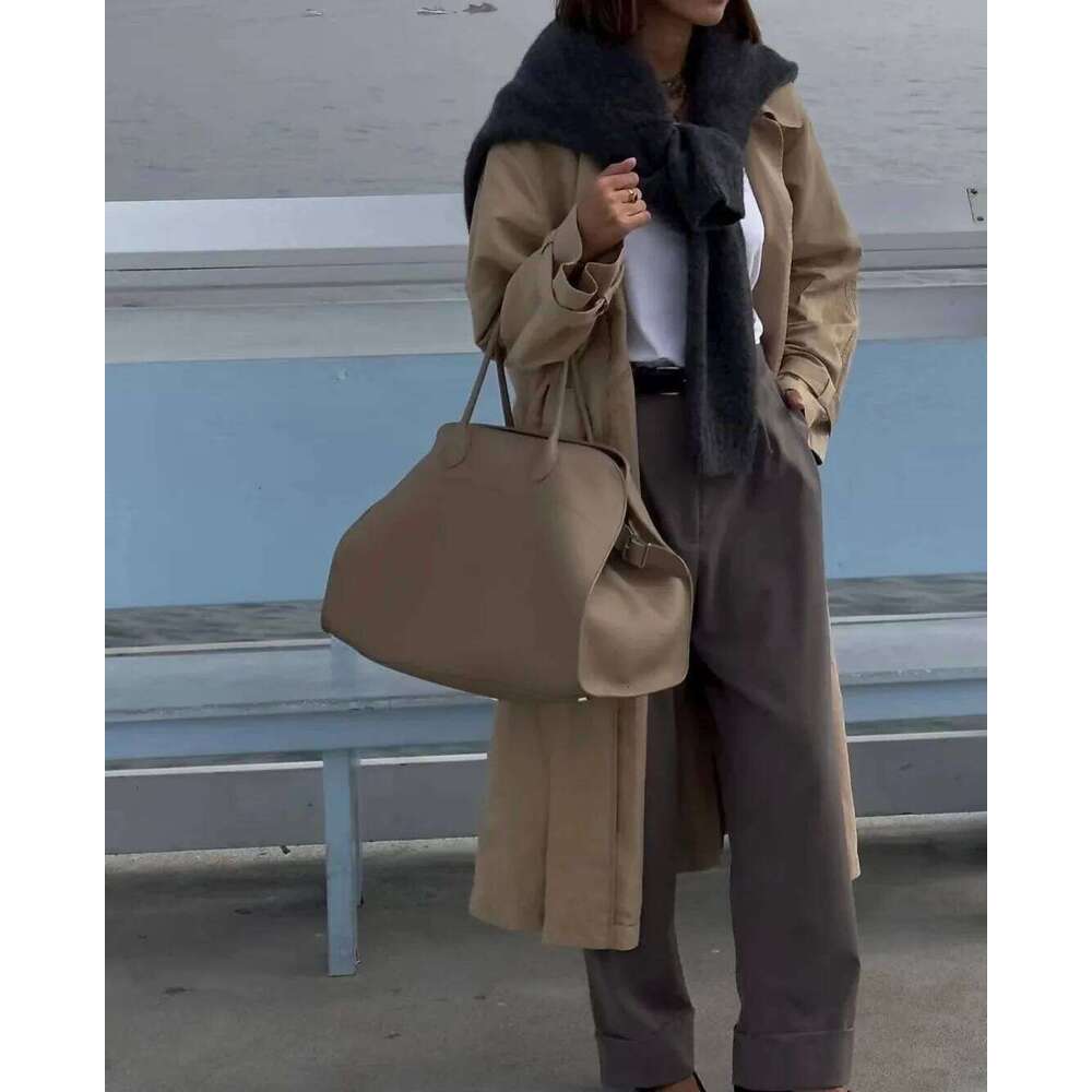 Fashion Margaux High Quality Cowhide Handbag Casual Soft Shoulder Genuine Leather Large Capacity Suede Women Tote Bag