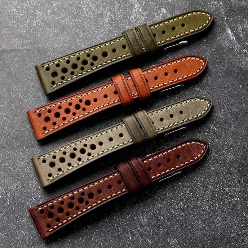 Handmade PUEBLO Italian First Layer Of Cowhide Leather Watchband 18 19 20 22MM Ventilation Holes Suitable For Antique Watches 251016