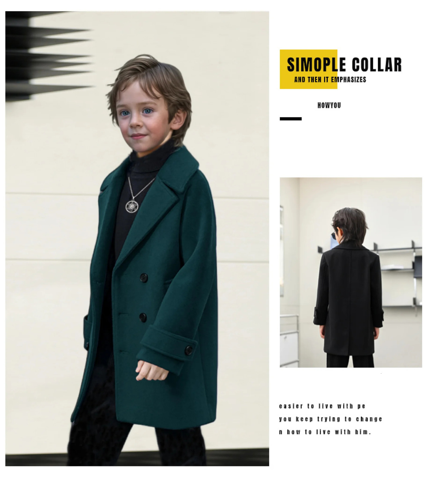 Boys Girls Windproof Outdoor Long Jacket Children Pography Woolen Coat 315Y Kids Formal Black Christmas Winter Wool Coat 251015