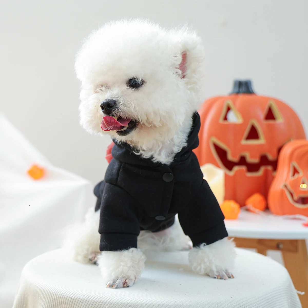 1PC Silver Skull Halloween Sweater Dog Black Hooded Sparkle Dark Series Little Demon Pet Sweater Funny Open Button JacketW251017
