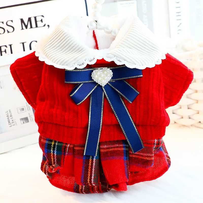 Autumn Winter Dog Clothes Thick Princess Cottonpadded Coat Red College Sweater for Small Dog PetsW251017