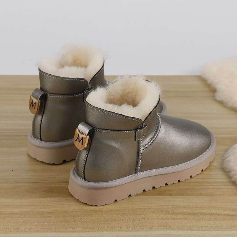 Winter New Genuine Plush Thick Cotton Shoes With Integrated Leather And Fur Anti Slip Boots