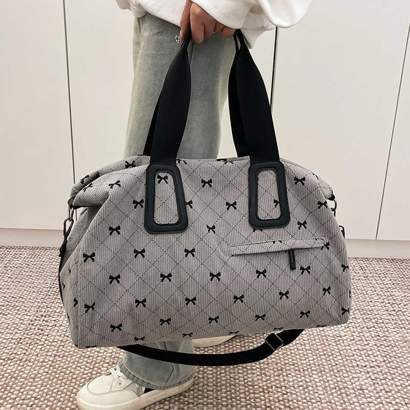 Fashion Large Capacity Handbag Versatile New Women's Strawberry Shoulder Bag Crossbody Bag Corduroy Print Travel Bag 250415