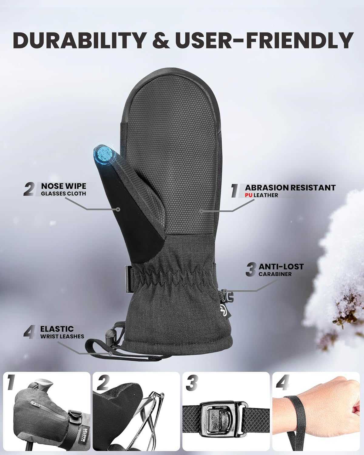 Ski Mittens for Women Men Waterproof Windproof Ski Gloves Winter Warm Snowboarding Gloves Z251017