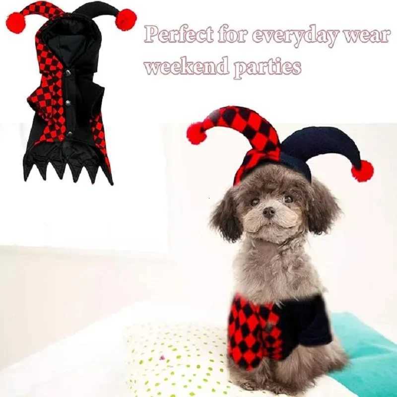 Halloween pet clothing Funny Cute Clown hooded sweater Winter warm thickened role play Christmas party dog cat coatW251017