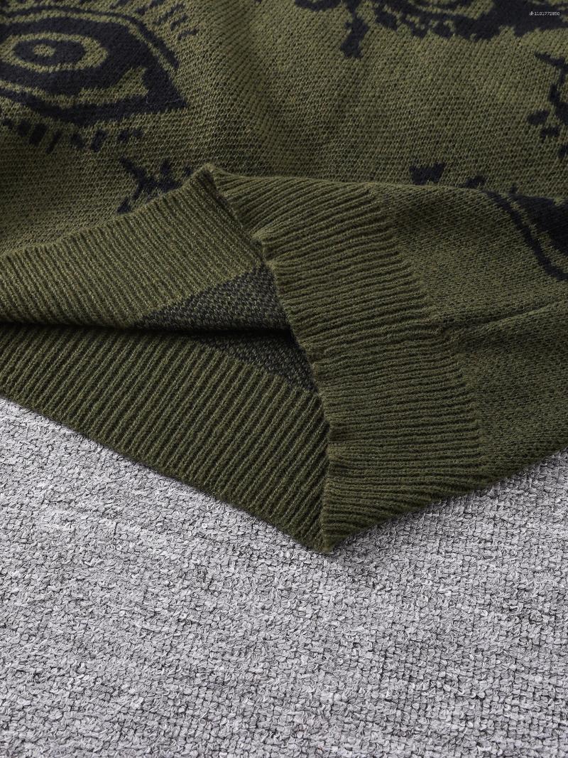 Women's Sweaters Autumn And Winter Abstract Eye Jacquard Pattern Pullover Sweater Casual Round Neck Knitted Men's