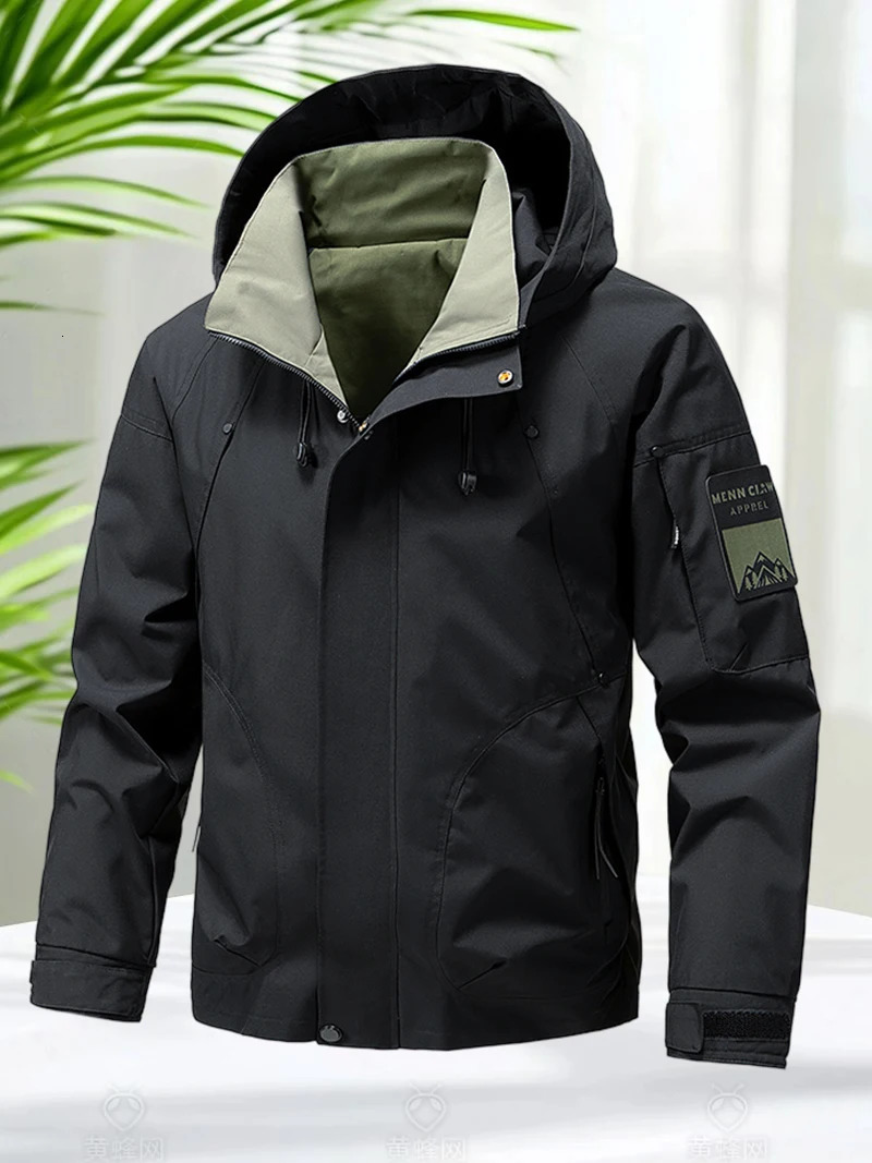 Waterproof Jacket Men Outdoor Softshell Zip Up Hooded Jacket Windbreaker Hiking Camping Coats Lightweight Spring Autumn Coats 251017