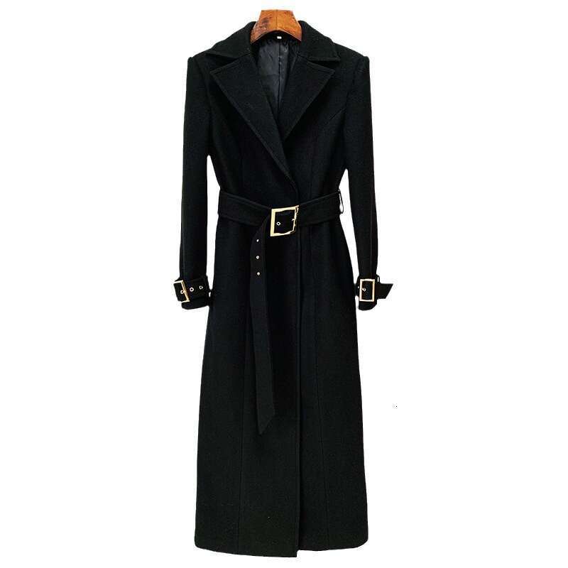 HIGH STREET Newest 2025 Fall Winter Fashion Designer Overcoat Women's Slim Fitting Belted Wool Blends Long Coat