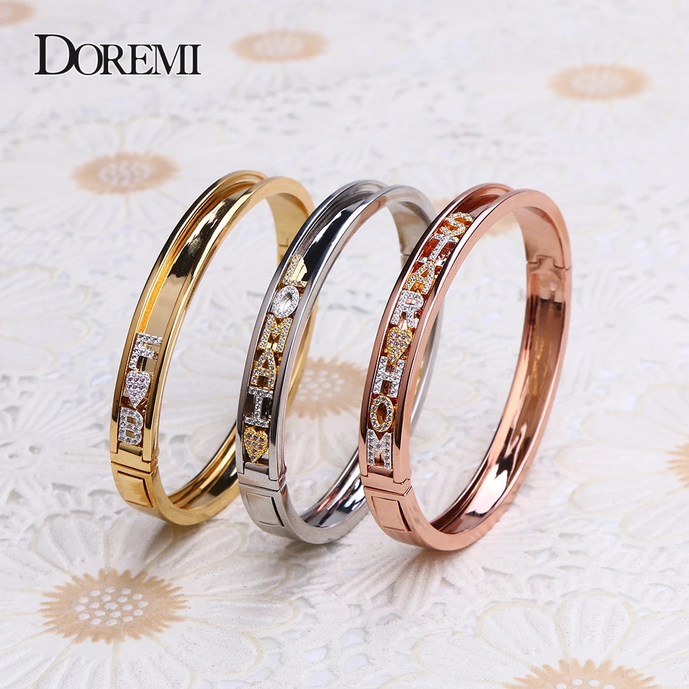DOREMI DIY Zirconia Letters Custom Bangles Personalized Name Detachable Slider Charms Bangles Custom Name Bracelets Bangle Slide 251011
