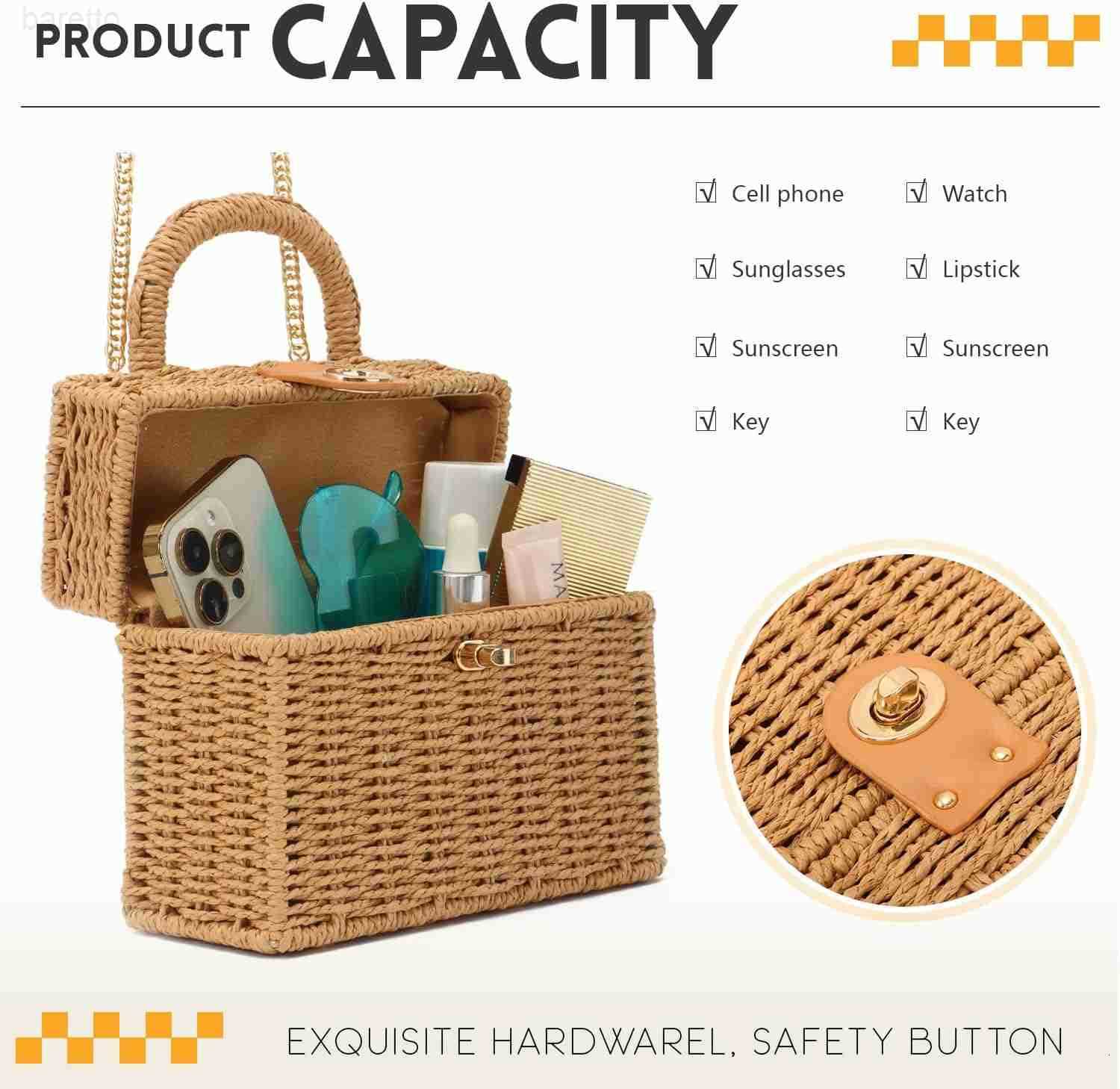 Rattan Purse for Women Summer Straw Tote Handbag Woven Bakset Crossbody Bag Trendy Beach Top Handle Bag Z251017