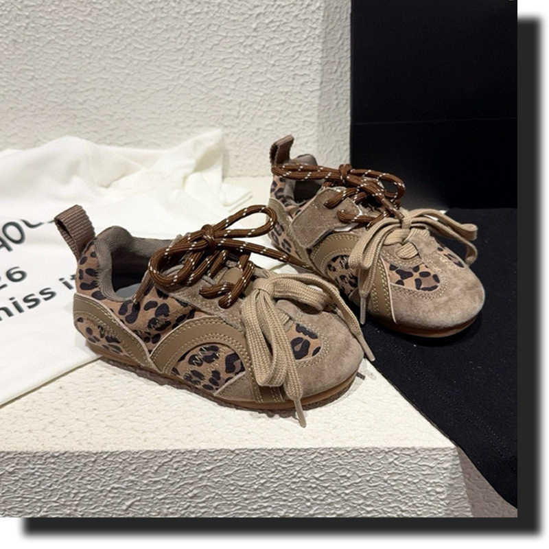 2025 Autumn Leopard Print Forrest Gump Casual Training Shoes for Boys Soft Sole Medium and Large Childrens Single Shoes W251017
