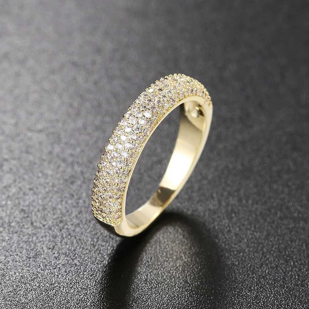 Vintage Gold Color Ring for Women Men Trend Stacking Crystal Ring Fashion Accessories Microinlaid Zircon Jewelry Wholesale R731 Z251017