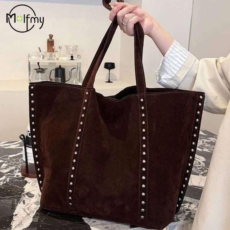 Fashion Solid Sewing Shoulder 2025 High Quality Retro Sweet Handbag Brand Sequined Suede Fleece Large Capacity Bag For Women