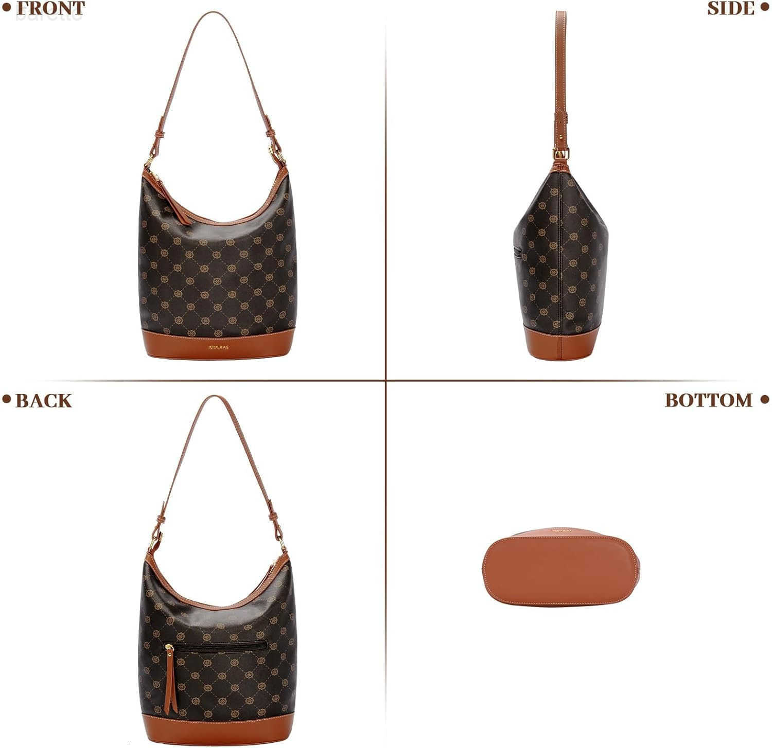 Hobo Tote Bag for Women Work Vegan Leather Small Shoulder Bag Travel Office Slouchy Handbag Bucket Purses Z251017