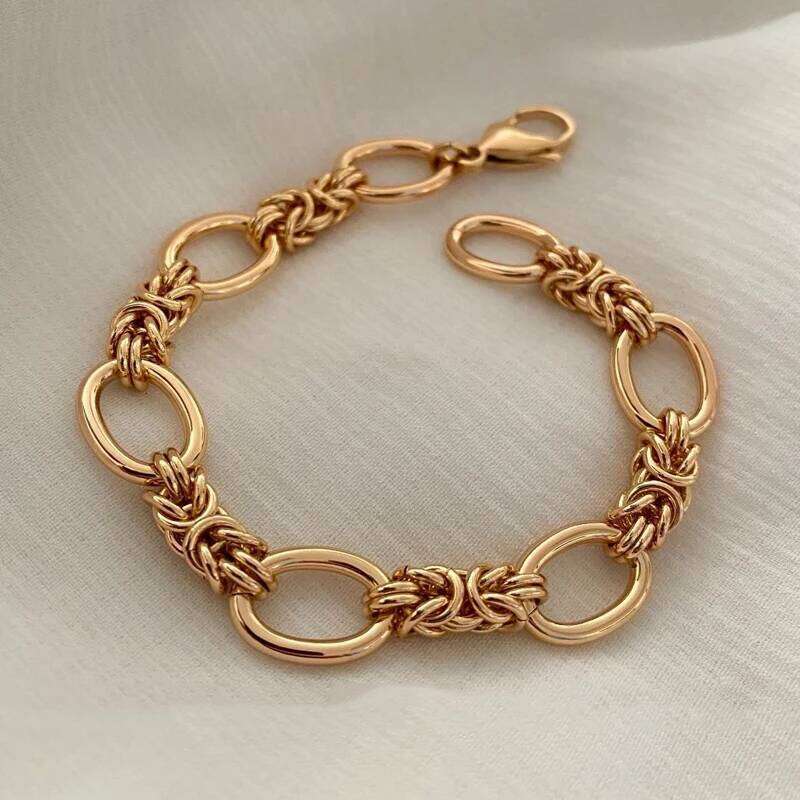 Gold Plated Chain Bracelets For Women, Chic Cool Bangles, Stainless Steel Links, Punk Gothic Charm Bracelet, Stylish Jewelry